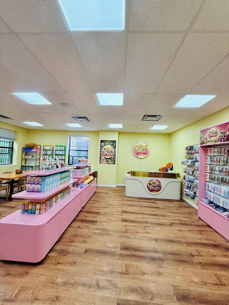 Craft Pop pink counters and worktables
